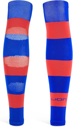 Performance Soccer Shin Guard Sleeves - Breathable Calf Compression - Red/Blue