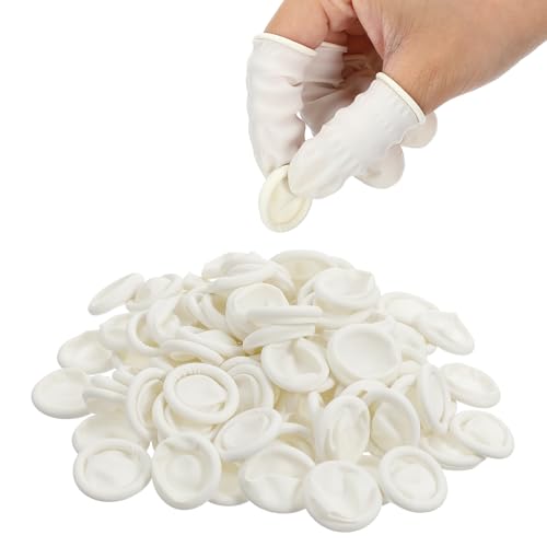 100 Pcs Disposable Silicone Finger Cots - Medium Protective Fingertips - White