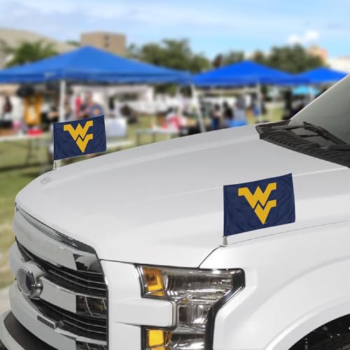 West Virginia Mountaineers Car Flags - 2 Pack Mini Auto Flags, 4" x 6"