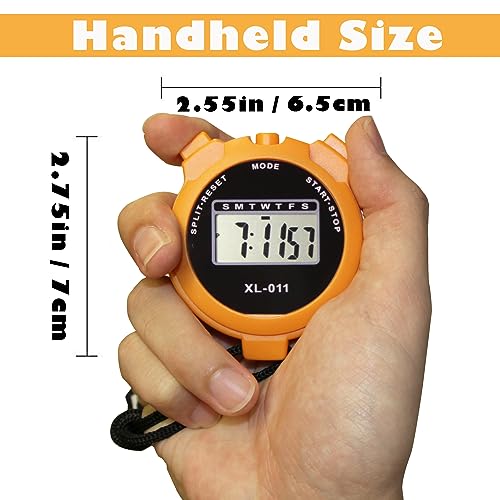 Digital Sport Stopwatch Timer with Large Display, Alarm, Date & Time - 6 Pack