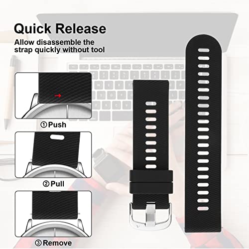 20mm Black Silicone Rubber Watch Band with Stainless Steel Buckle