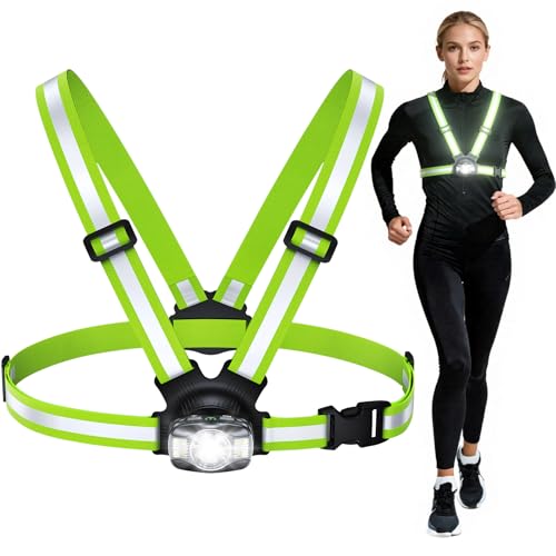 Dawinga 500LM Front & Rear Light Running Vest with 360° Reflective Strips (Rear Board + Front Light) - High-Vis Safety Vest for Runners