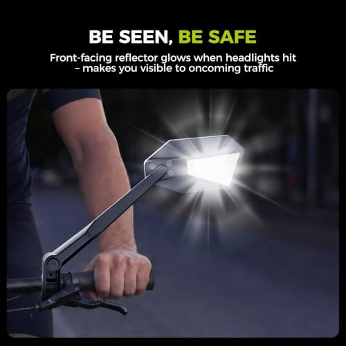 PidZoom Bike Mirror Rear View 1 Pack – Tool-Free Folding, 360° Adjustable, Large HD Mirror