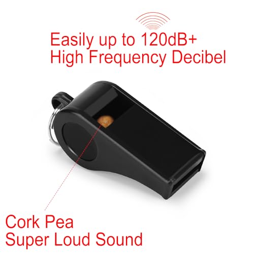 Loud Sports Whistle with Lanyard - 2 Pack, Black