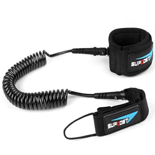 10ft Coiled Paddle Board Leash - Strong Urethane SUP Leash