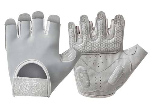 Workout Gloves for Men & Women - Anti-Slip Fingerless - Medium Grey