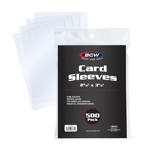 BCW Standard Card Penny Sleeves, 2 5/8 x 3 Inches, Clear, 500 Count