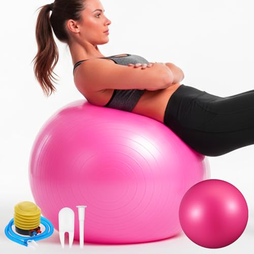 Kifmurase 25-Inch Pink Anti-Burst Yoga Ball 2-Pack for Pilates, Pregnancy & Therapy