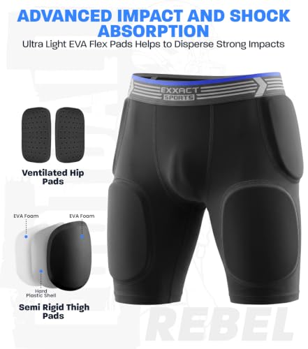 Rebel 5-Pad Youth Football Girdle with Cup Pocket | Lightweight