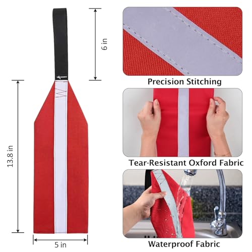 Safety Travel Flag - 2Pcs Red Kayak Towing Warning Flag