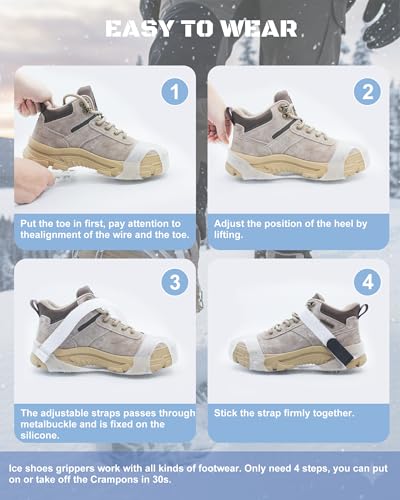 Translucent Ice Cleats with 10 Steel Spikes - Slip-On Traction for Shoes