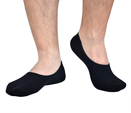 JORMATT Men's & Women's No Show Cotton Invisible Low Cut Socks 6 Pairs Black, White, Grey