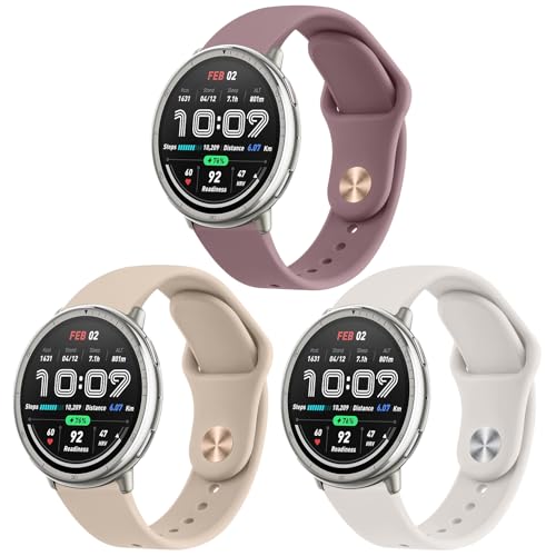 Amazfit Active 2 / Active Watch Bands - Soft Silicone - Smoke Violet + Milk Tea + Starlight