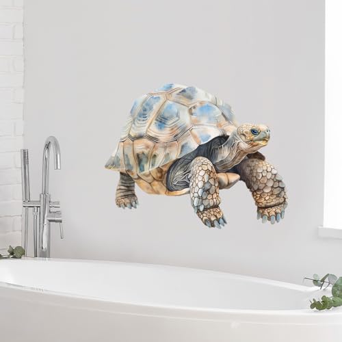 Lifelike Tortoise Wildlife Wall Decal Nursery Animal Turtle Wall Sticker Removable Peel and Stick Wall Art Decor for Kid Baby Classroom Preschool Living Room Playroom Bedroom School