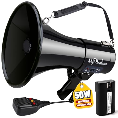 50W Bluetooth Megaphone with Rechargeable Battery - Black