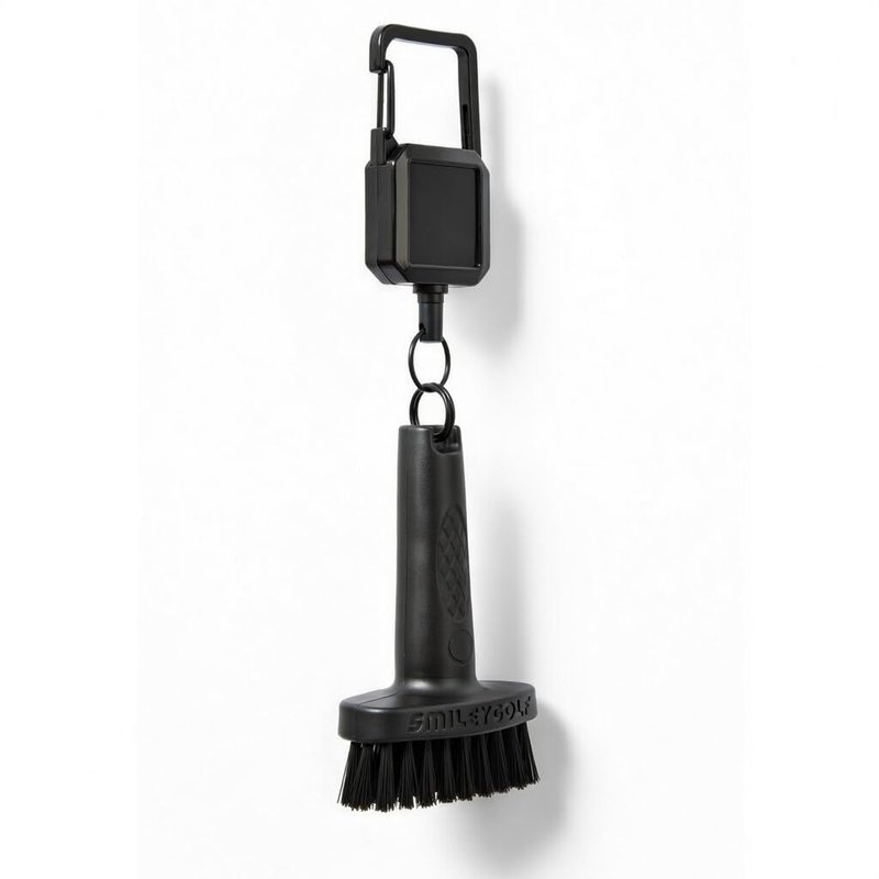 SmileyGolf Mini Golf Brush - Retractable Groove Cleaner with Carabiner Clip, 20" Extendable Cord, Non-Scratch Nylon Bristles, Pocket-Sized Pro-Tested for Irons, Wedges
