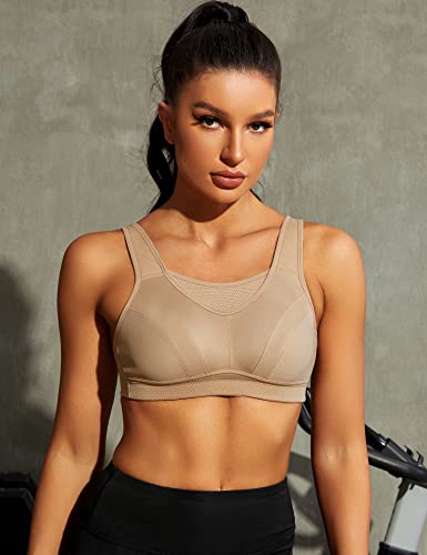Wingslove Plus Size Sports Bra 36DD Nude Non Padded Wirefree Workout Bounce Control