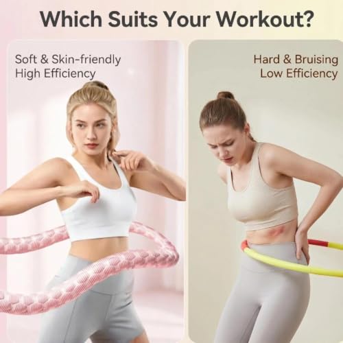 Weighted Hula Hoop for Adults - 3.3lb Adjustable Fitness Hoop