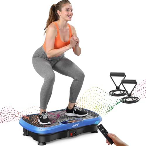 Vibration Plate Fitness Machine - 200W Bluetooth, Curved Design, Slim Blue