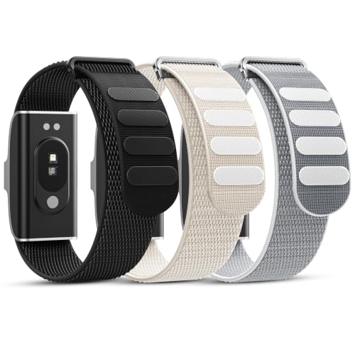 Nylon Sport Band 3-Pack - Black, Starlight & Seashell - Quick-Dry Replacement Strap for Hume