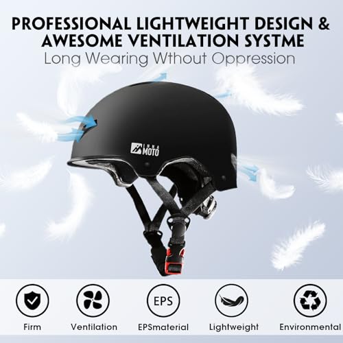 Adjustable Skateboard Helmet for Adults & Kids - Medium 54-58cm Black