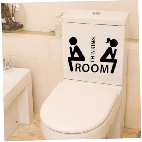 Thinking Toilet Decals Wall Decor, Funny Removable Thinking Room Ladies Gents Stickers Mural for Washroom Bathroom Wc Sign Home Decoration