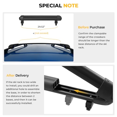 Lockable Ski & Snowboard Rack - 28" Sliding Extension - Black