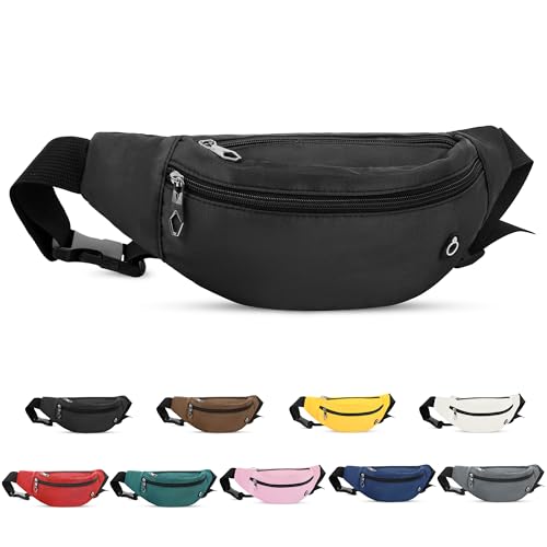 Lightweight Fanny Pack Waist Bag with Pockets - Black