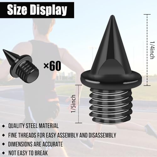 1/4 Inch Carbon Steel Track Spikes - 60PCS with Wrench - Black
