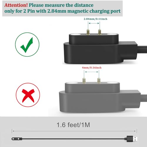 Magnetic 2-Pin Smartwatch Charging Cable for VeryFit Models - 1.6ft