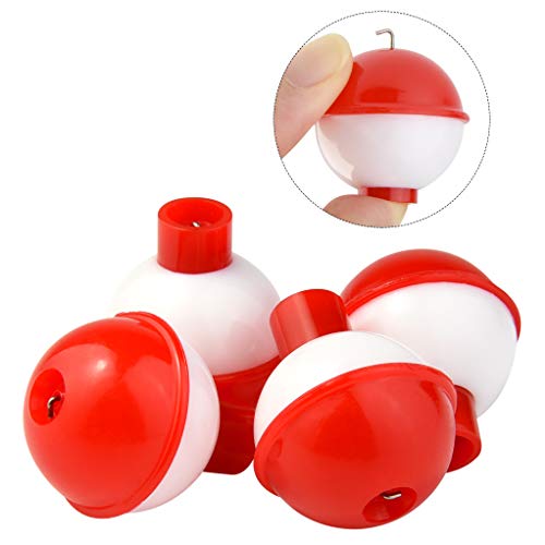 Round Fishing Bobbers Set - 20 PCS 1 Inch Red & White Floats