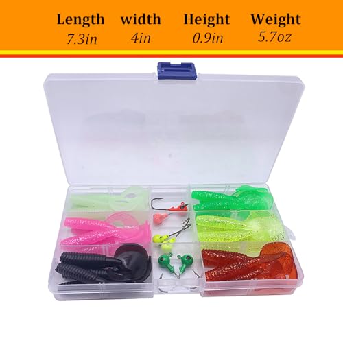 WOLFSKIN Soft Plastic Fishing Lures Set 36pcs Curly Tail Worms & Swimbaits