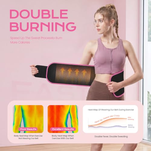 YUNSISI Medium Black Pink Waist Trainer for Women, Sweat Belt & Body Shaper