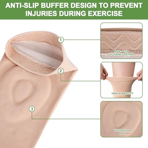 NIKISHAP Beige Medium Gel Knee Pads for Figure Skating & Dance - Breathable Support
