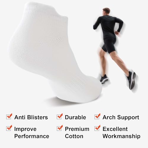 Men's Low Cut Ankle Socks - 6 Pack Cotton No Show Socks with Arch Support - Navy/Dark Gray/Light Gray