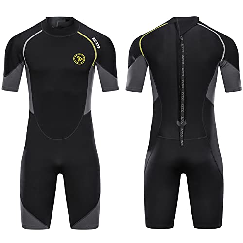 FINDSLINX Black-Gray 1.5mm Neoprene Shorty Wetsuit for Diving & Surfing