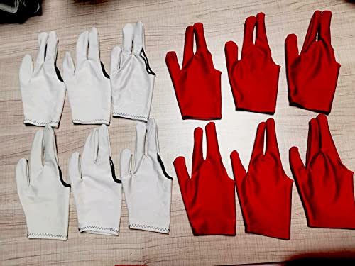 Billiard Gloves Set - 12 PCS 3 Finger for Left/Right Hand