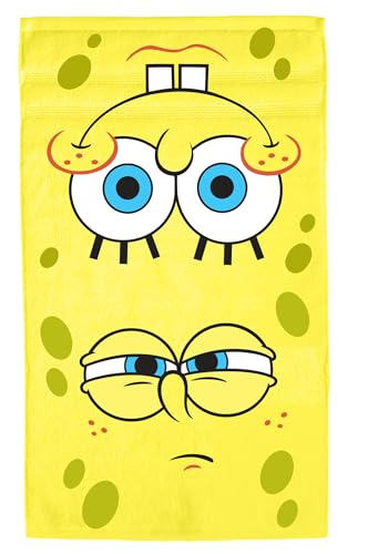 SpongeBob Hand Towel - Officially Licensed 23 x 13.5 in Yellow Sponge Bob Kitchen & Bath Towel