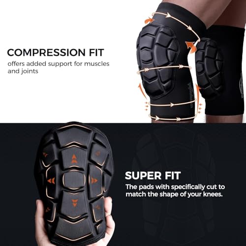 COOLOMG Youth & Adult Black Medium Basketball Volleyball Wrestling Knee Pads