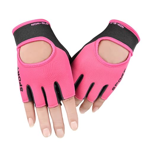 Breathable Workout Gloves for Weight Lifting and Cycling - Rose Red, Medium