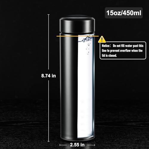 PARACITY Insulated Water Bottle, 15 oz Stainless Steel Black