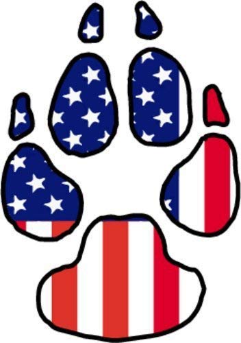 American Flag Dog Paw Vinyl Sticker - UV Resistant Decal, 3.5 x 5 Inch