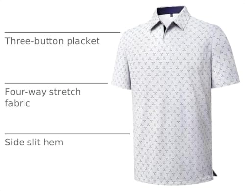 Men's White Golf Polo Shirt - Large, Breathable & Dry Fit Summer Apparel