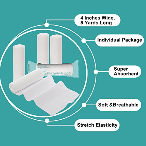 Gauze Bandage Rolls with Medical Tape - 24 Pack + Bonus Tape