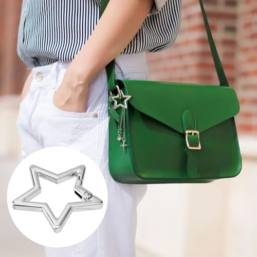Star Shaped Keychain Clip - 2 PCS Zinc Alloy Carabiner - 1.61 in - Silver