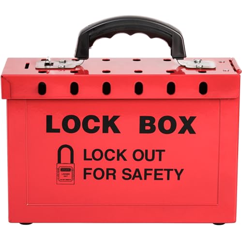 WUWEOT Group Lock Box, Red Portable Lockout Tagout Box Loto Box, Group Safety Lock Box, Padlock Box with 12 Locking Holes for Loto Procedures