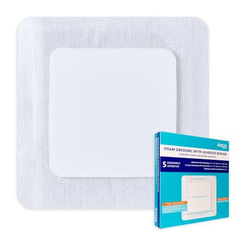 Areza Medical 6.5x6.5 in PU Foam Wound Dressing with Adhesive Border – Sterile (5 pcs)