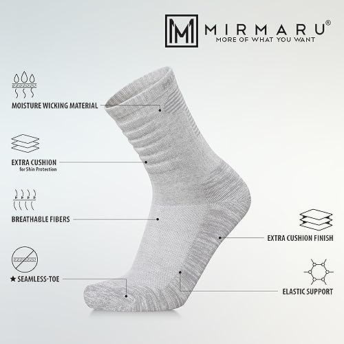 MIRMARU 3 Pairs Seamless Athletic Crew Socks Moisture-Wicking Hiking & Running Socks