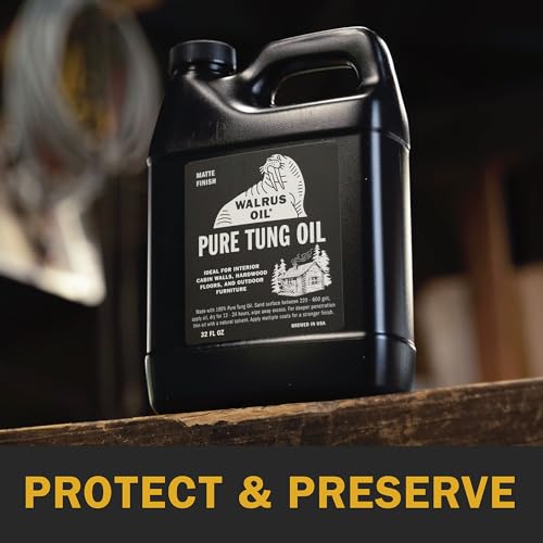 WALRUS OIL - 100% Pure Tung Oil, Wood Finish for Any Woodworking Project, Natural, Vegan, Food-Safe. 16oz Jug