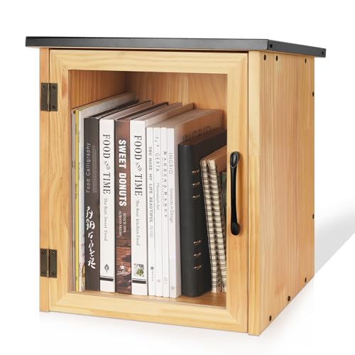 Outdoor Library Outdoor Book Box Storage Small Wooden Cabinet Little Literature Box for Neighborhoods Community and Schools Sharing Books, Flyers, Newspapers, Food and Art (A)
